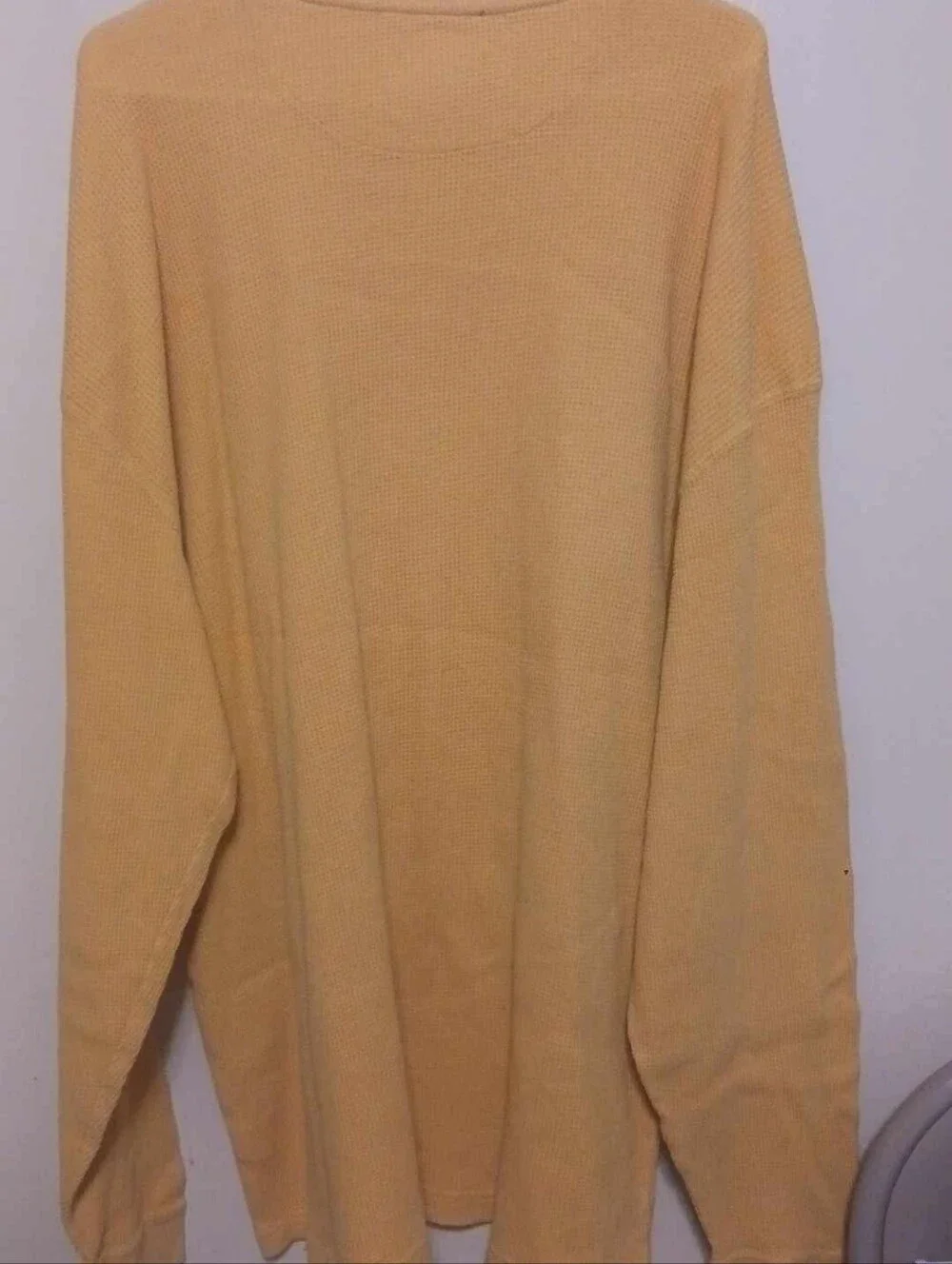Champs Men's Mustard Yellow Crewneck Long Sleeve Waffle Knit Shirt 3xl A-34
